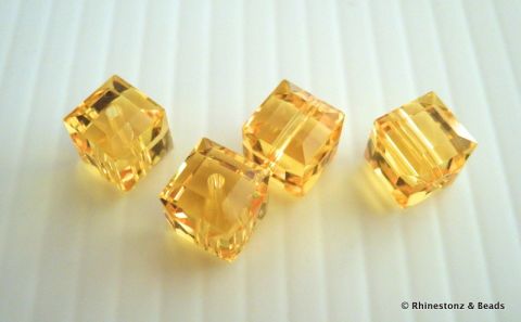 Swarovski Cube Art 5601 Light Topaz 6mm